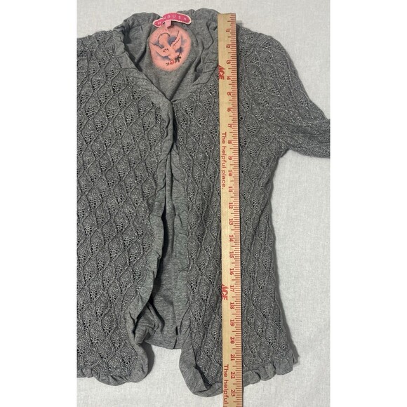 MANOUSH Angora Blend Small Ruffle Trim Cardigan Sweater Metallic Shimmer Event - Picture 6 of 7